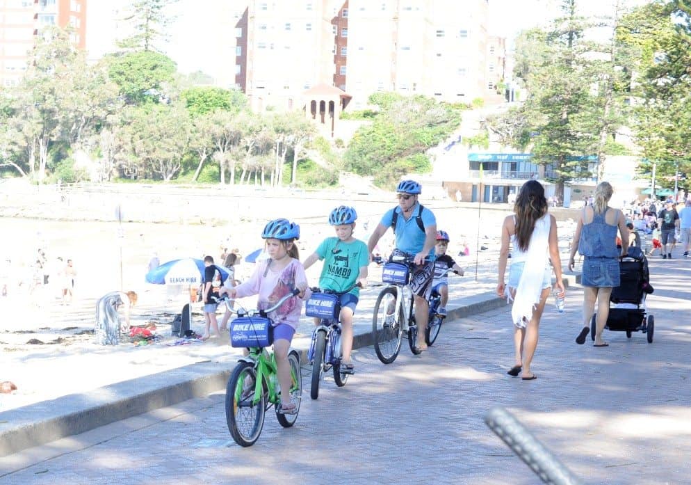 bike riding in manly with kids