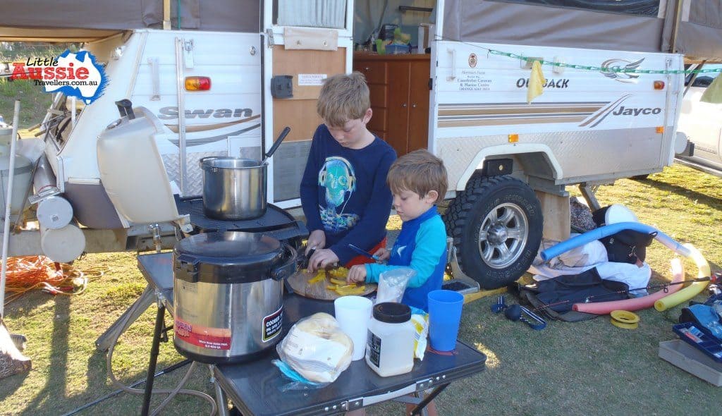 cooking with kids when camping